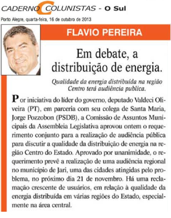 20131016 Flavio Pereira_Jornal O Sul 